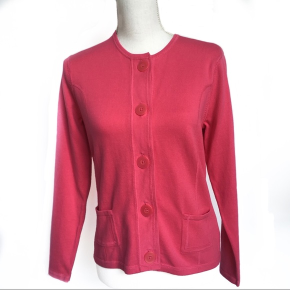 Talbots Sweaters - Talbots Fitted Pink Button Up Cardigan Sweater